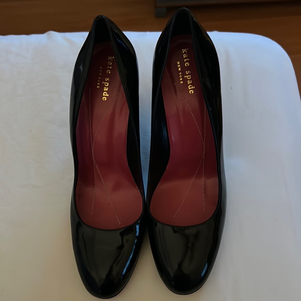 NEW! Kate Spade Black Patent Leather Wedges